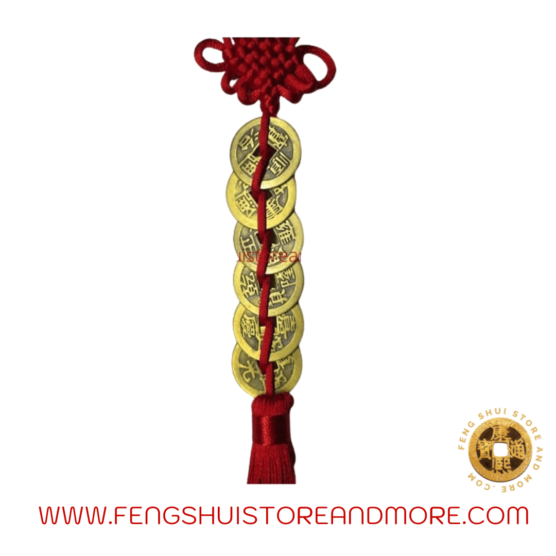 Auspicious 6 Coins Red Hanger