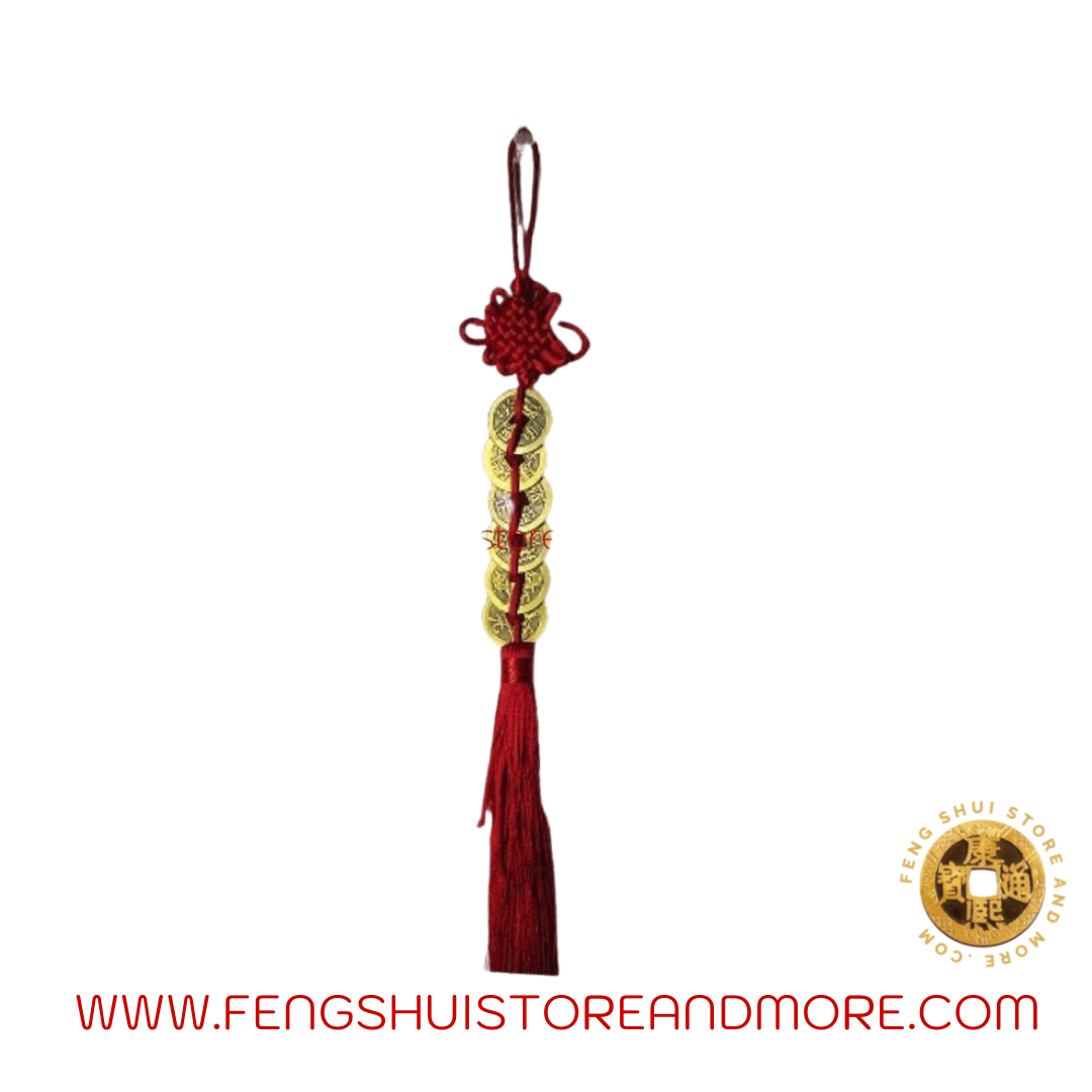 Auspicious 6 Coins Red Hanger