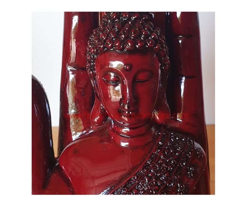 Buddhavista in Meditative Hand Red Resin
