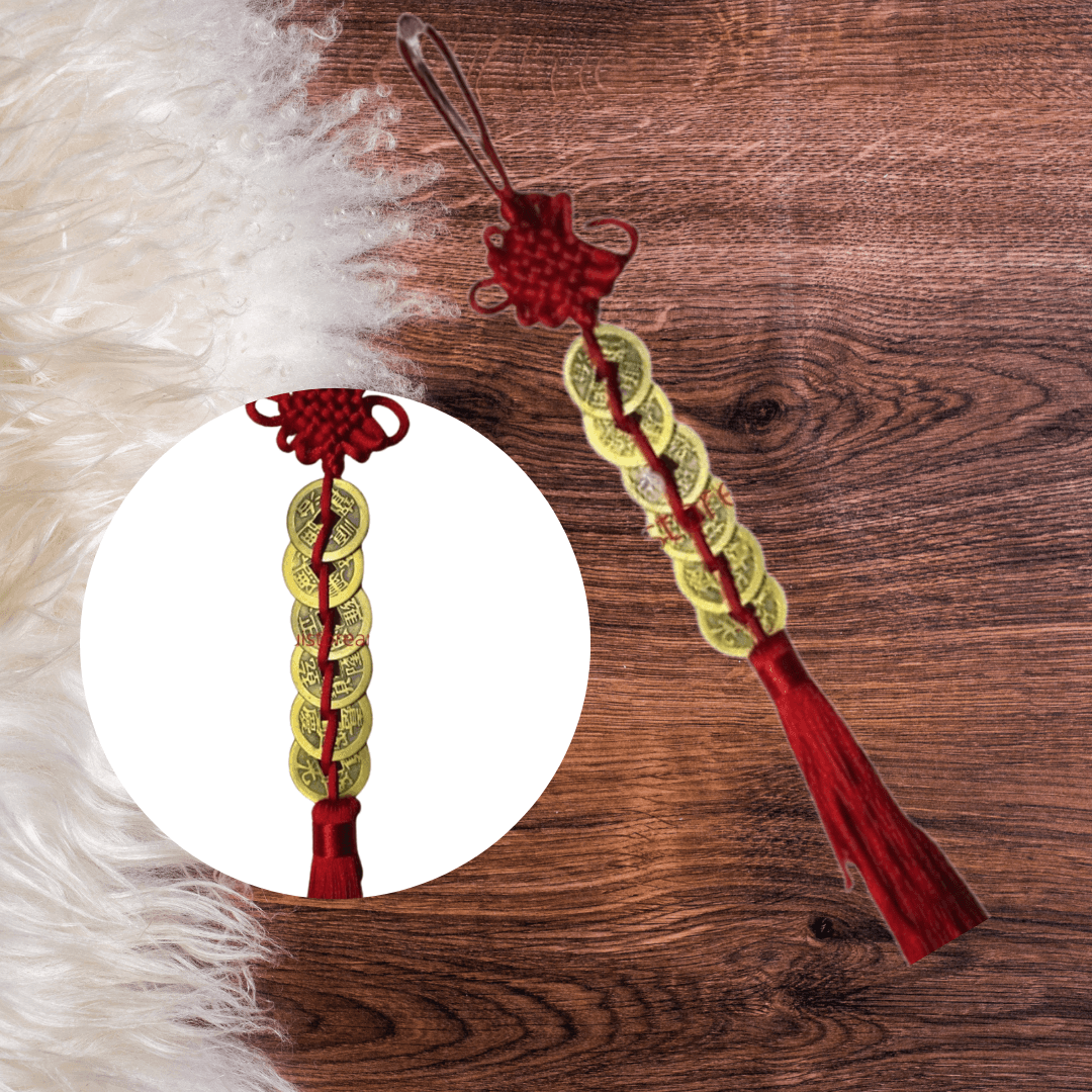 Auspicious 6 Coins Red Hanger