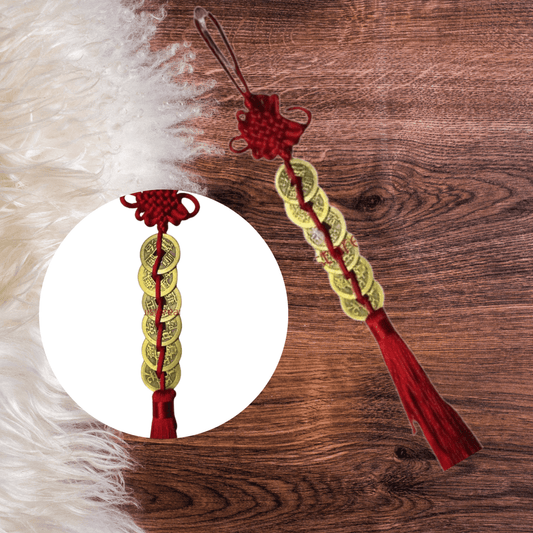 Auspicious 6 Coins Red Hanger