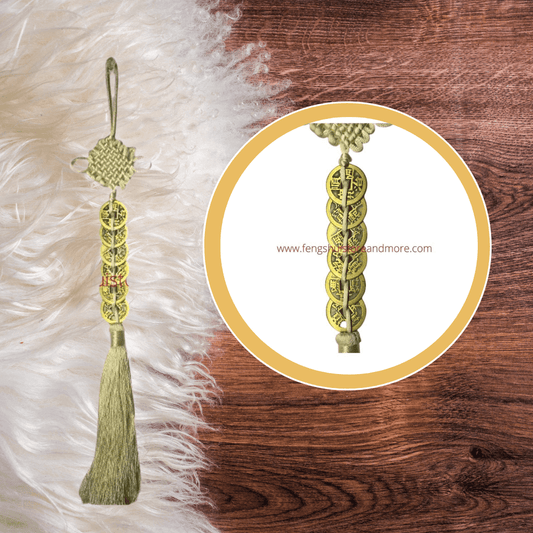 Auspicious 6 Coins White Hanger