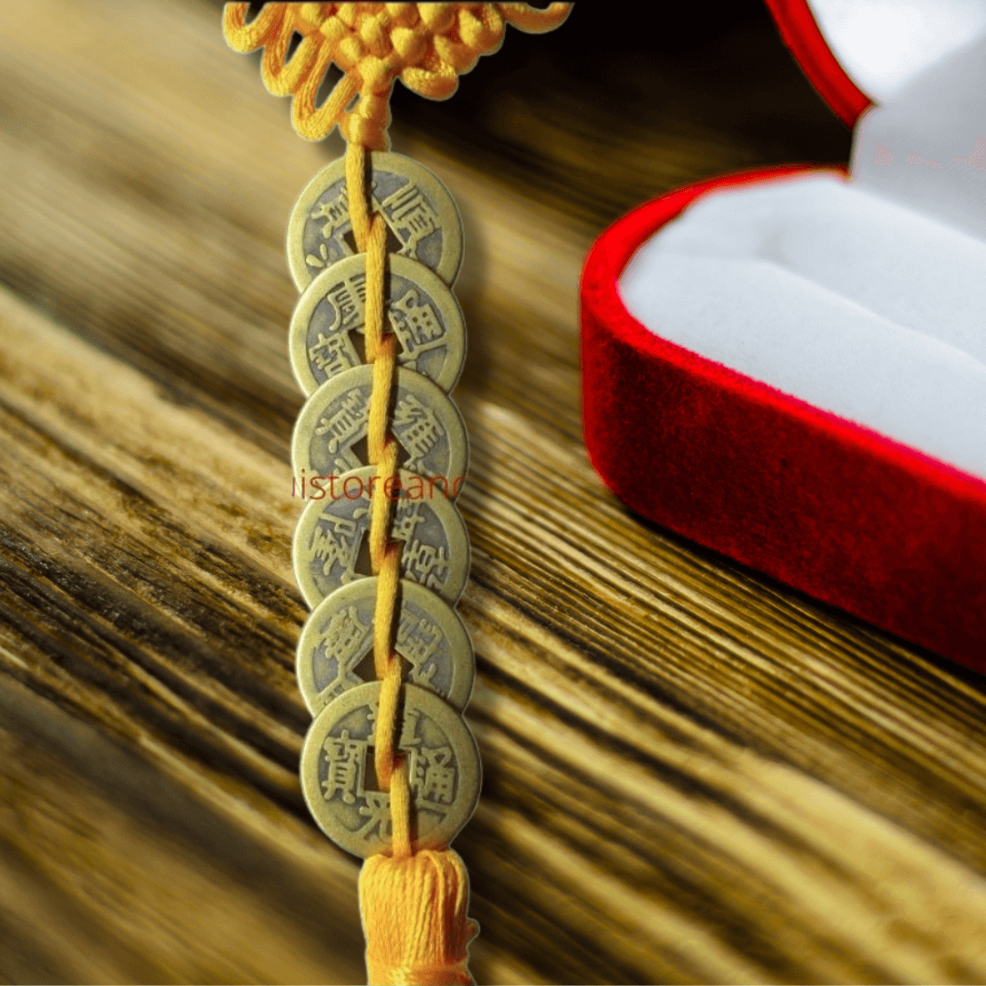 Auspicious 6 Coins Yellow Hanger