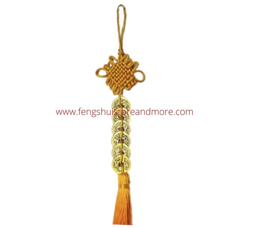Auspicious 6 Coins Yellow Hanger