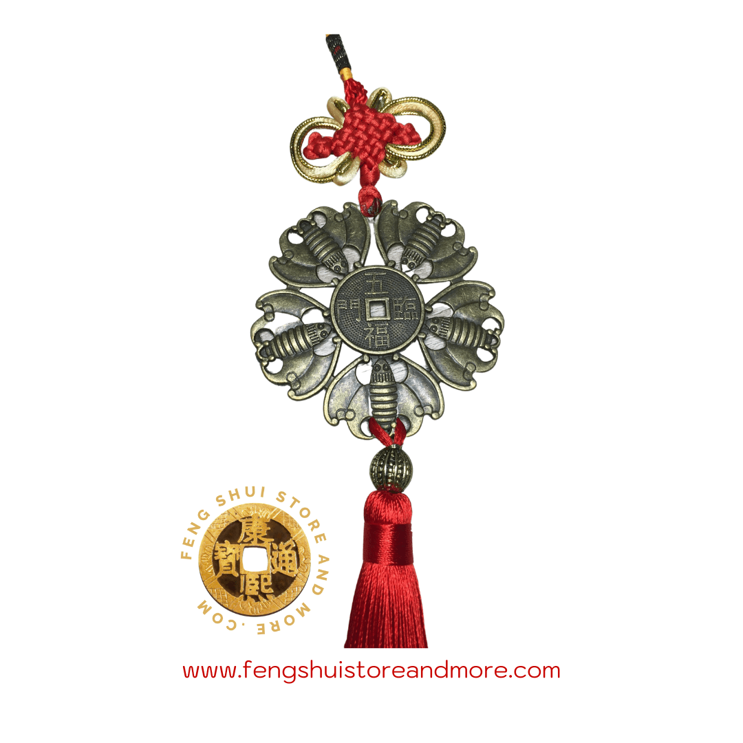 5 Bats and Auspicious Coin Hanger