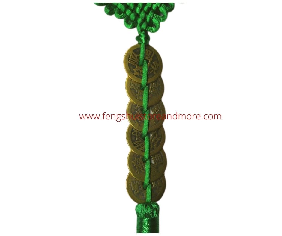 Auspicious 6 Coins Green Hanger