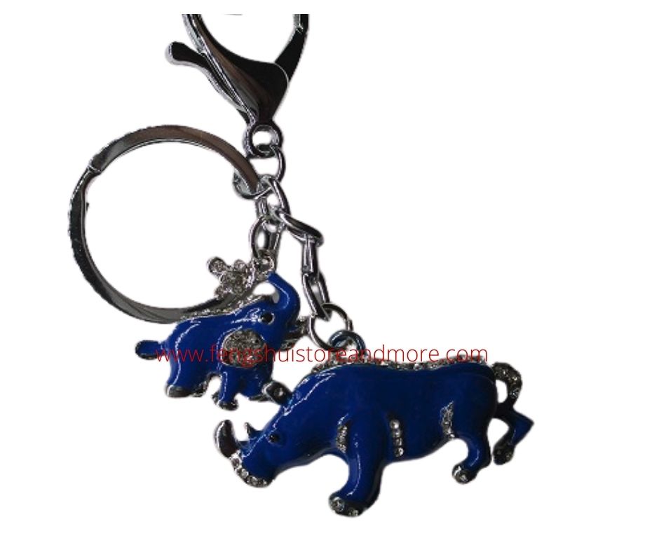 Blue Rhino & Elephant Keyring