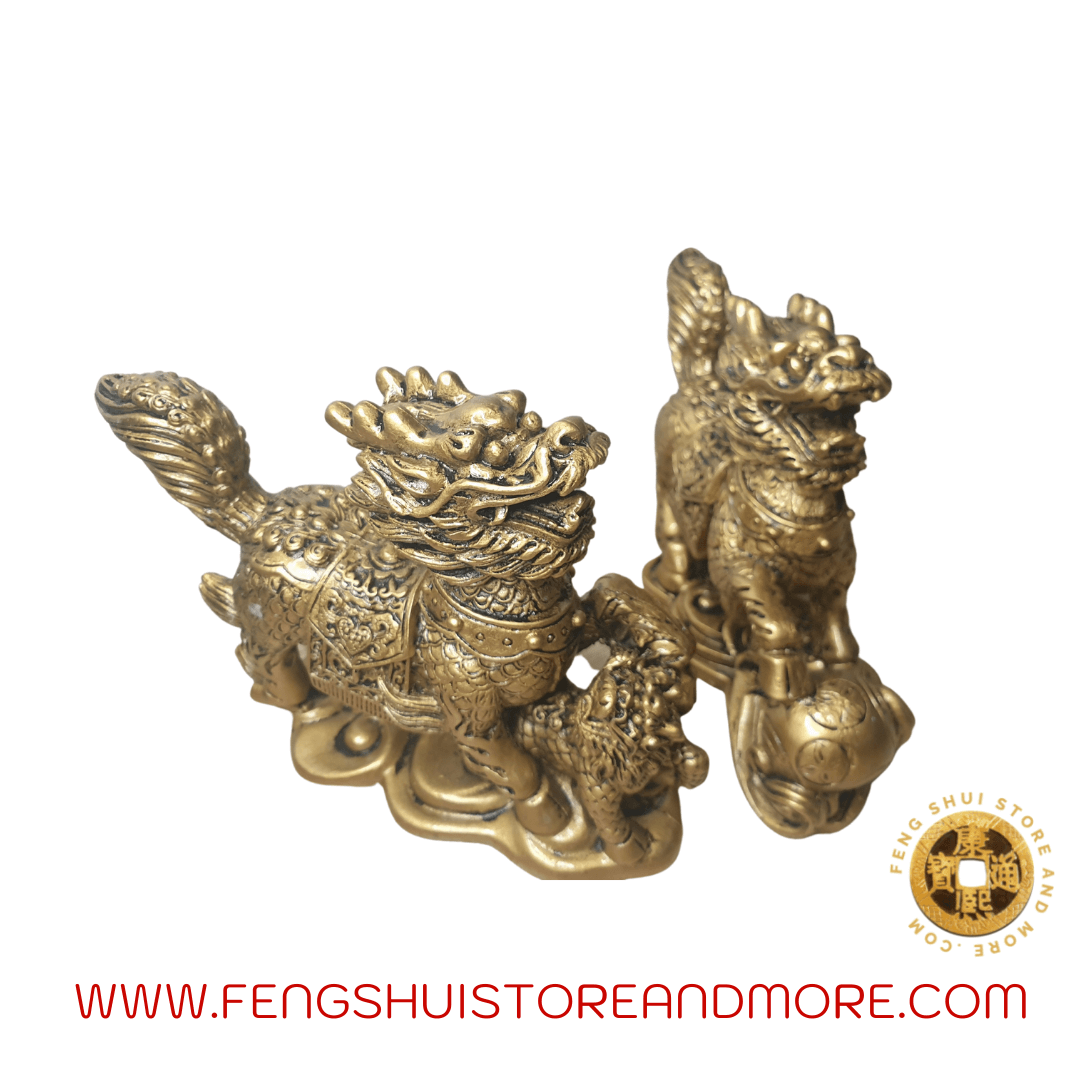 Qi Lin Bronze Statues Set of 2