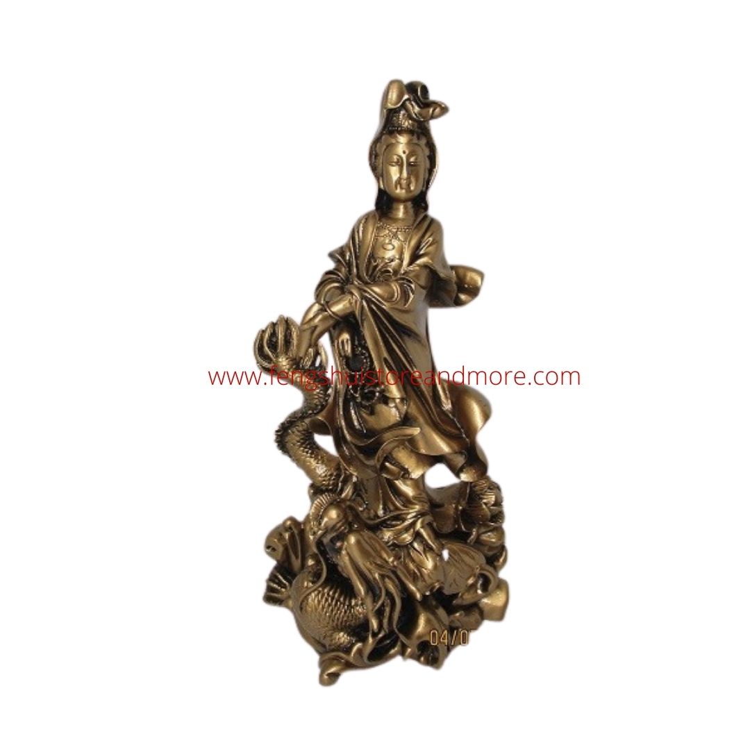 Quan Yin standing with Dragon