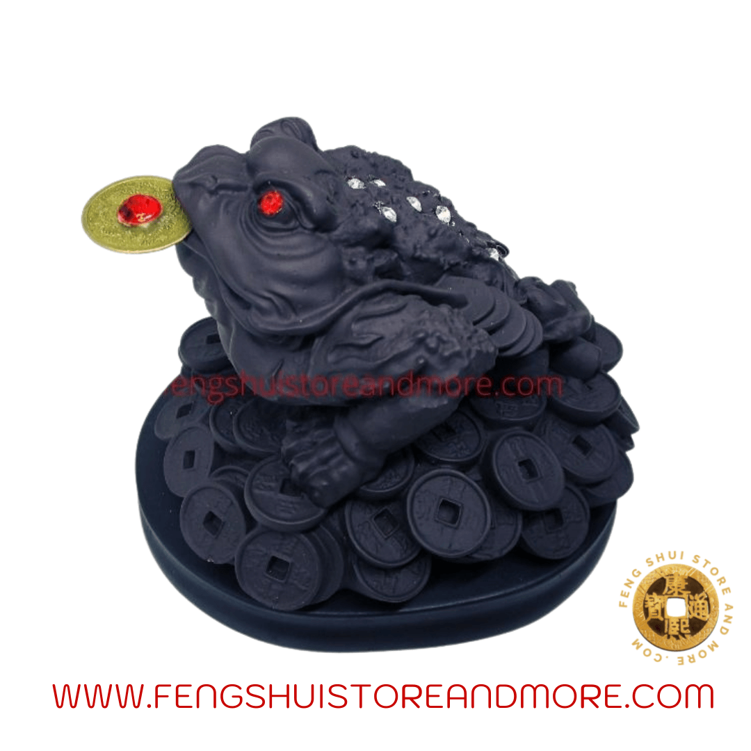 Three Legged Coin Frog Black with Diamante