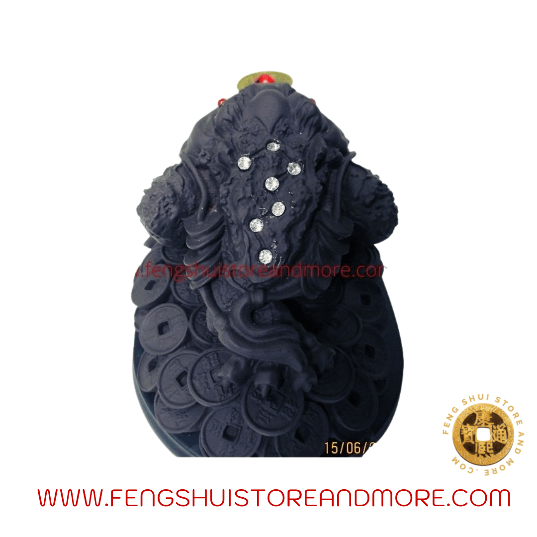 Three Legged Coin Frog Black with Diamante