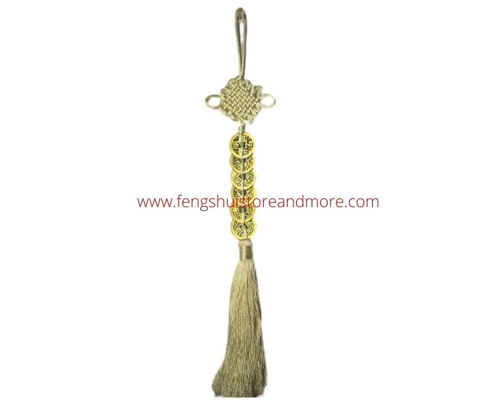 Auspicious 6 Coins White Hanger