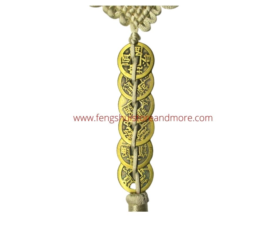 Auspicious 6 Coins White Hanger