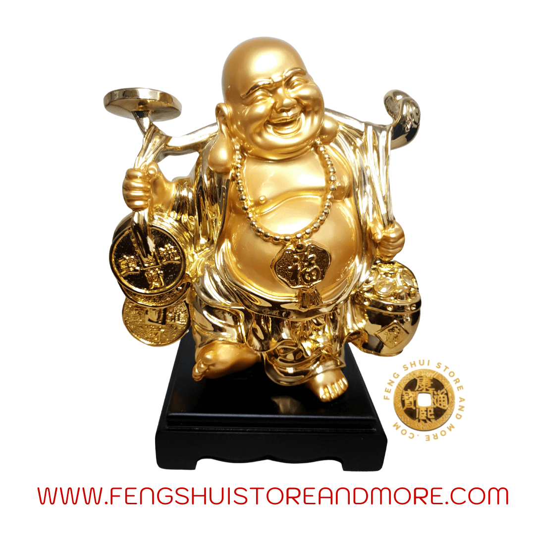 Buddha with wealth bowl and auspicious coins