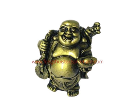 Buddha with Money Bag,Yuan Bao and Coin (Bronze Colour Resin/Small)