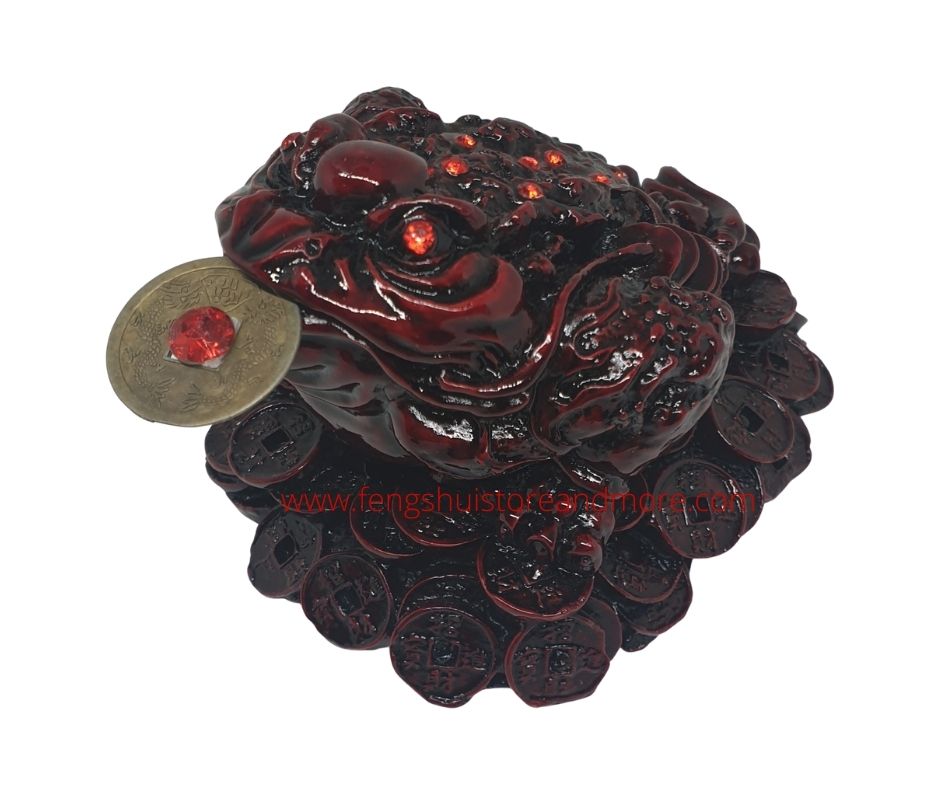coin frog, three legged toad and moon frog, used in feng shui to support the intention of abundance at your front door