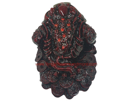 Coin-Frog-6c-red-diamonties-on-back-sitting-on-coin-base-red-colour-resin-material