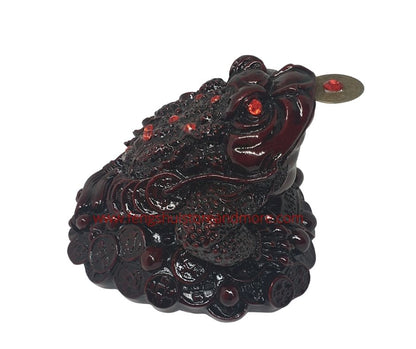 Coin-frog-6b-three-legged-frog-moon-frog-red-diamonties-on-back-sitting-on-coin-base-coin-in-mouth-red-colour-resin-material
