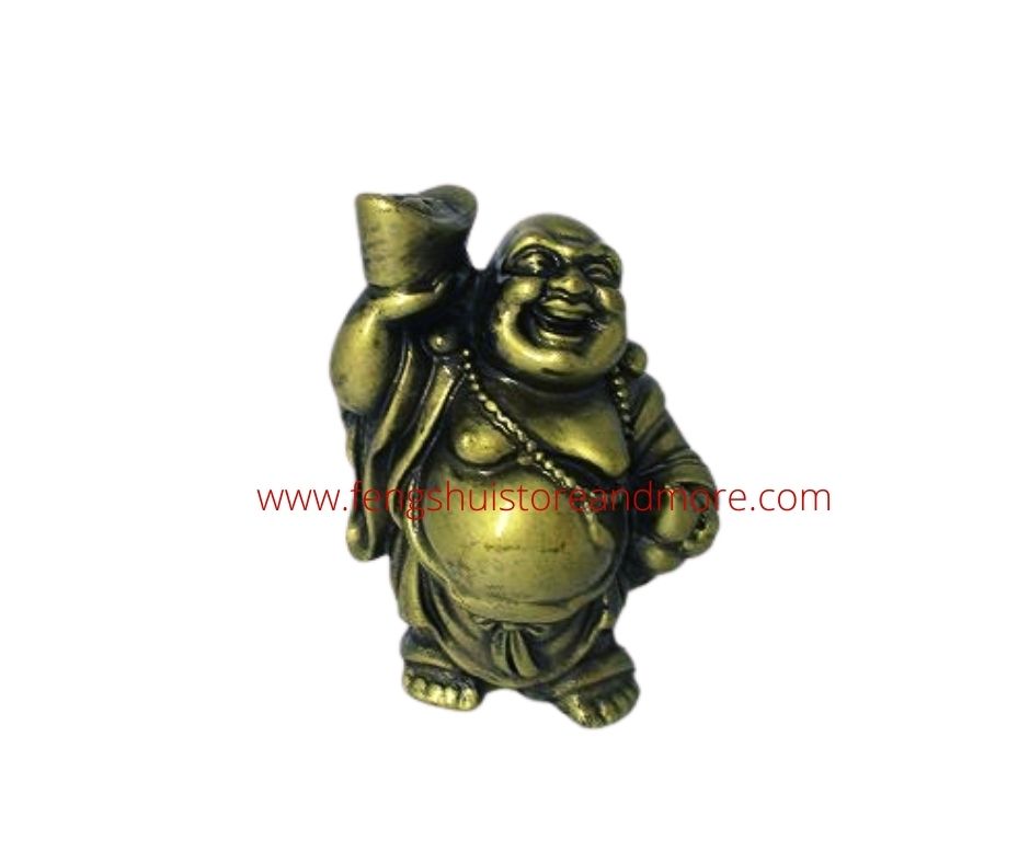 Buddha with Yuan Bao and Wulou (Bronze Colour Resin/ Small)
